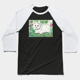 White munchkin kitten art Baseball T-Shirt